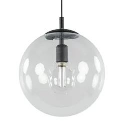 Hanglamp zwart met helder glazen bol 30 cm>Straluma Hot