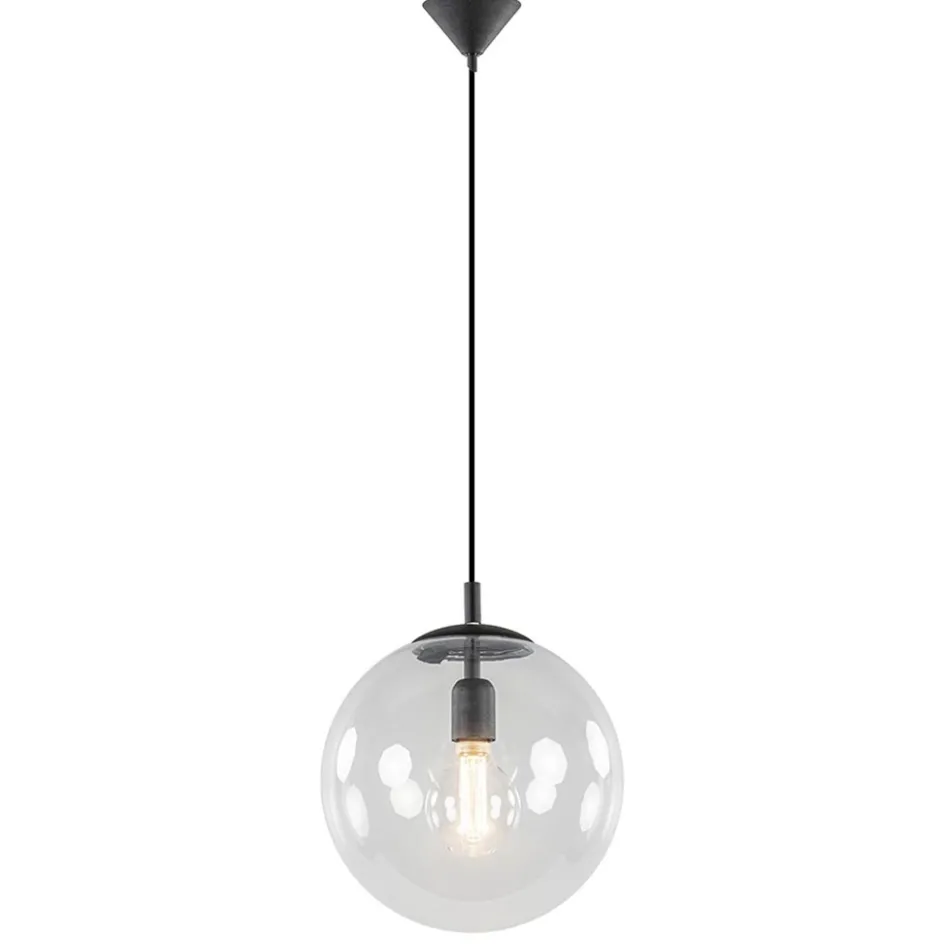 Hanglamp zwart met helder glazen bol 30 cm>Straluma Hot