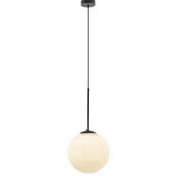 Hanglamp zwart met opaal wit glas 30 cm>Straluma Online