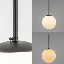 Hanglamp zwart met opaal wit glas 30 cm><noscript><img width=