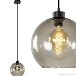 Hanglamp zwart met smoke glas 25cm><noscript><img width=