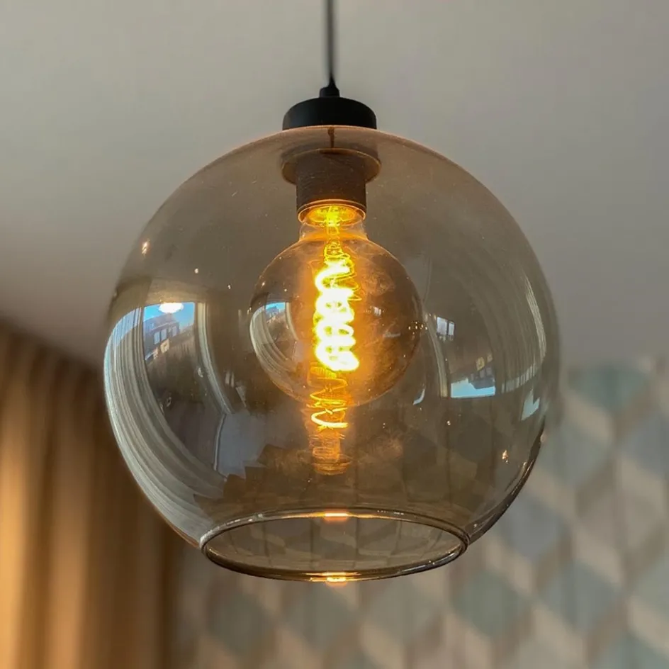 Hanglamp zwart met smoke glas 25cm>Straluma Best