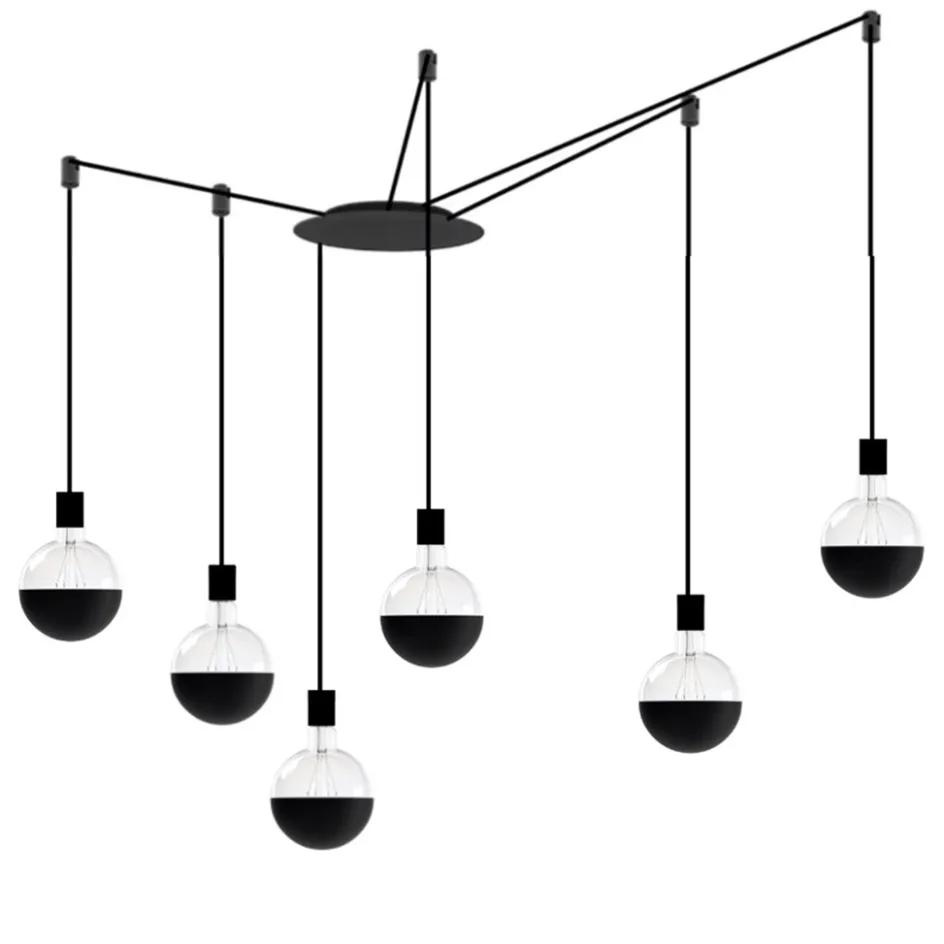 Hanglamp zwart Spin met 6 snoeren>Straluma New