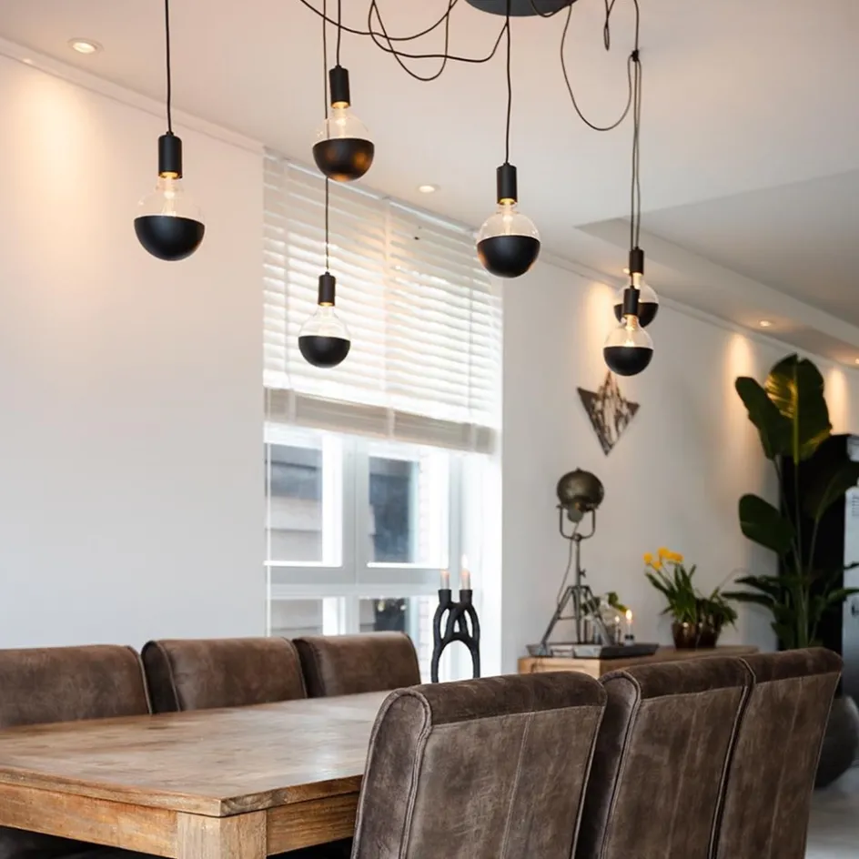 Hanglamp zwart Spin met 6 snoeren>Straluma New