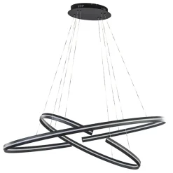 Hanglamp zwart 2x ledband ovaal>Straluma Online