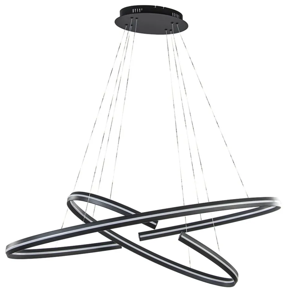 Hanglamp zwart 2x ledband ovaal>Straluma Online