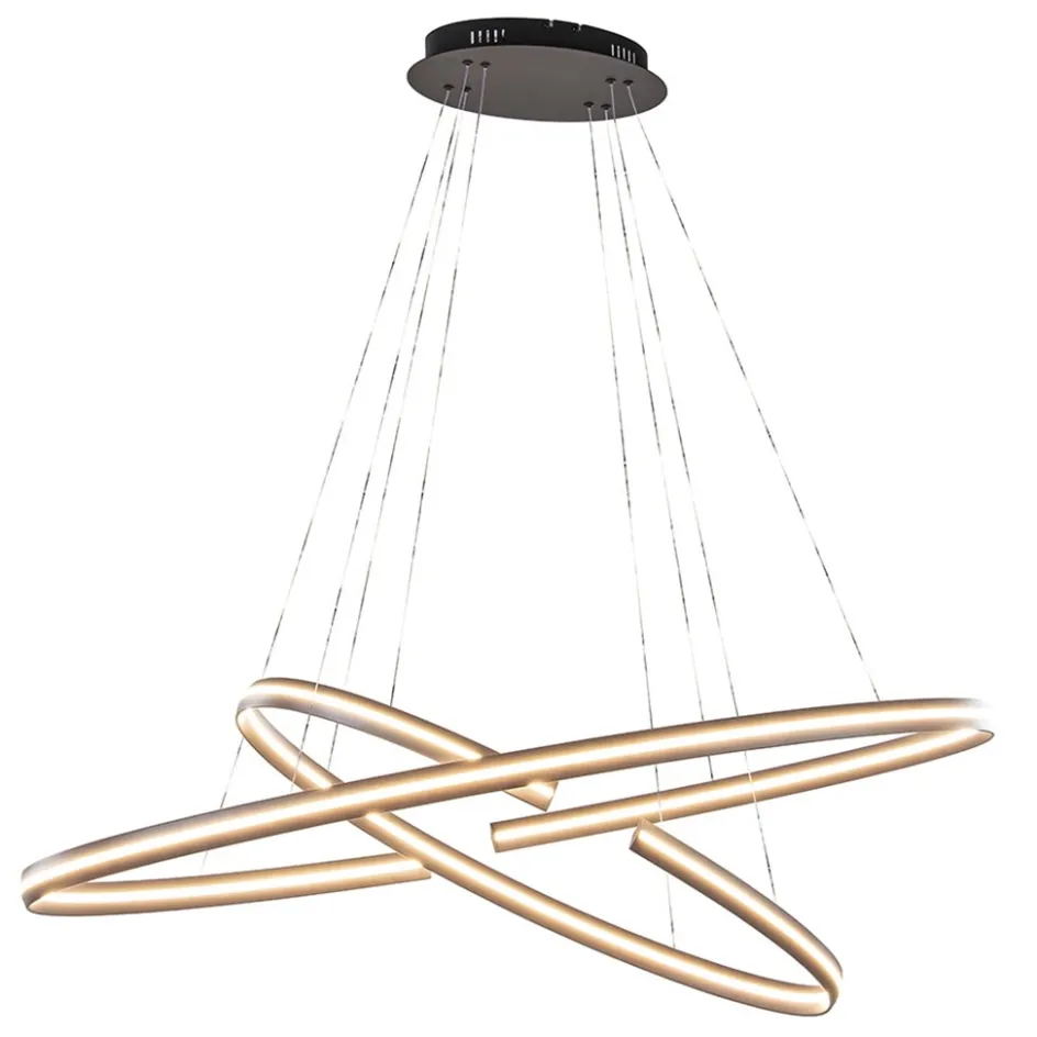 Hanglamp zwart 2x ledband ovaal>Straluma Online