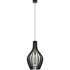 Houten hanglamp kegel groot mat zwart>Straluma Best