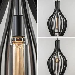 Houten hanglamp kegel groot mat zwart><noscript><img width=