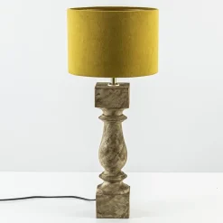 Houten lampvoet Cumani met bronzen fitting><noscript><img width=