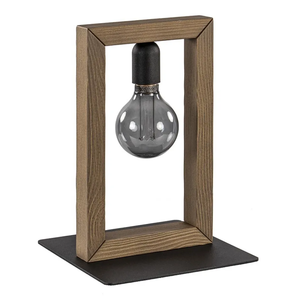 Houten tafellamp frame met zwart>Straluma New