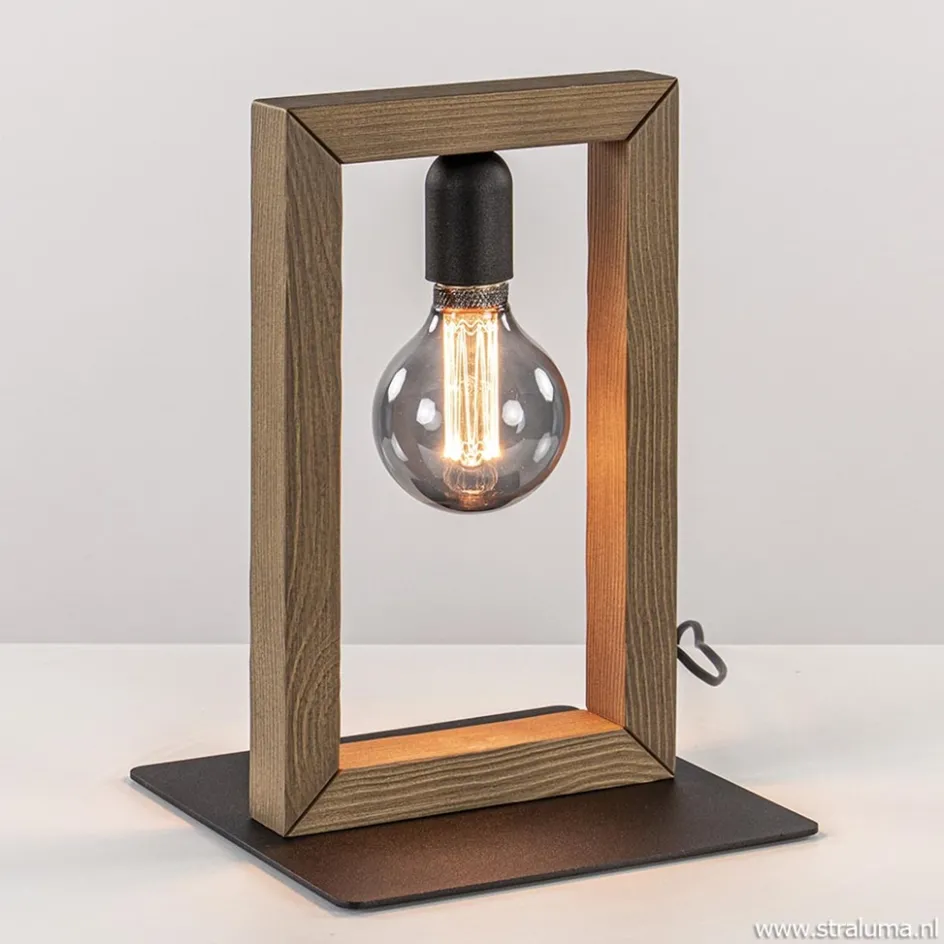 Houten tafellamp frame met zwart>Straluma New