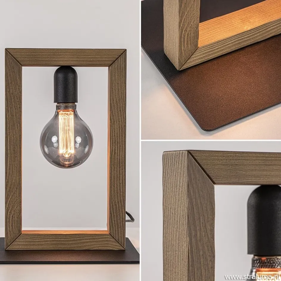 Houten tafellamp frame met zwart>Straluma New