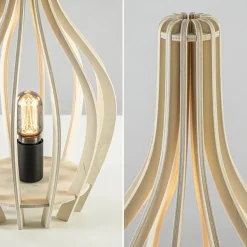 Houten tafellamp kegel naturel met zwart><noscript><img width=