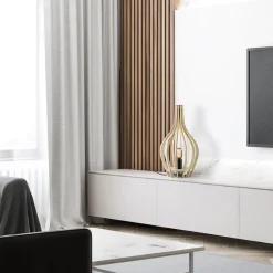 Houten tafellamp kegel naturel met zwart><noscript><img width=