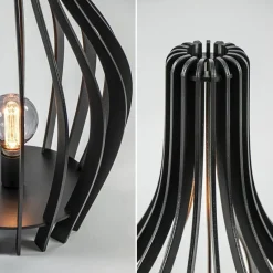 Houten tafel/vloerlamp mat zwart><noscript><img width=