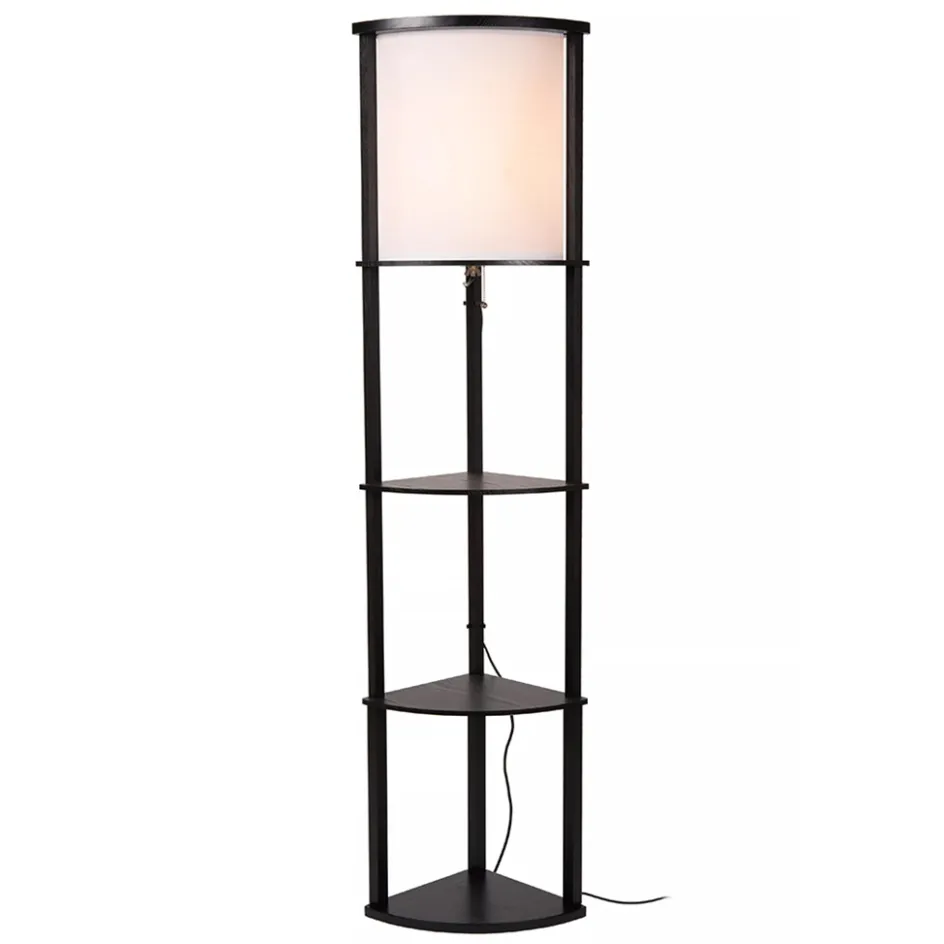 Houten vloerlamp zwart met beige kap>Straluma Best