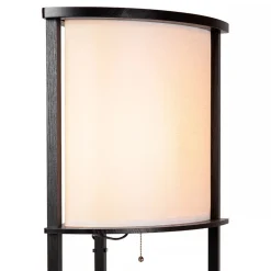 Houten vloerlamp zwart met beige kap><noscript><img width=