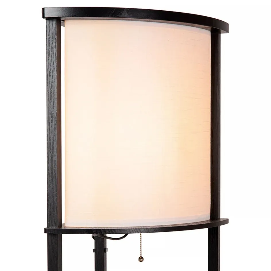Houten vloerlamp zwart met beige kap>Straluma Best