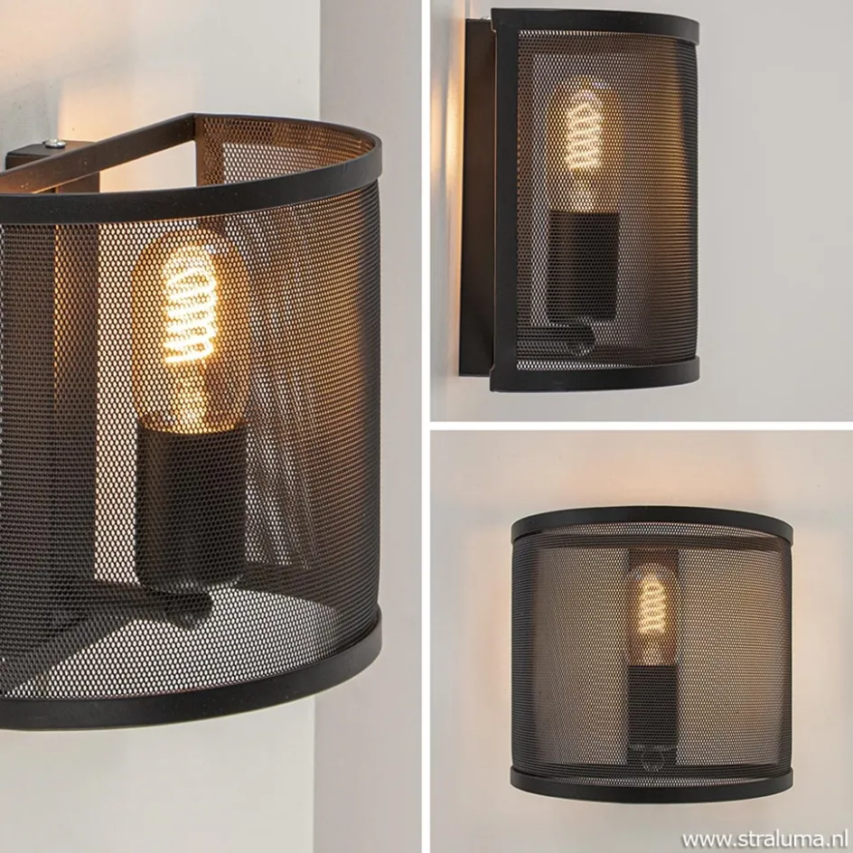 Industrieel landelijke wandlamp met gaas>Straluma