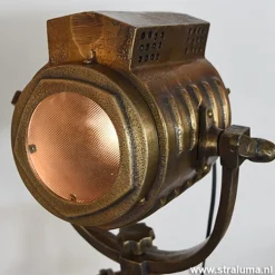 Industriele vloerlamp driepoot brons antiek><noscript><img width=
