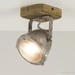 Industriele wand/plafondspot hout metaal>Straluma Outlet