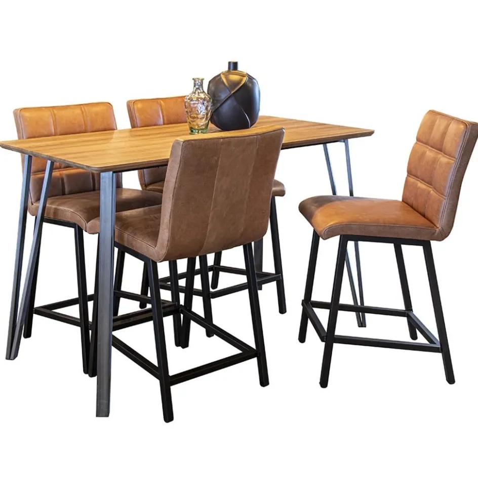 Industriële barkruk met cognac lederen zitting>Straluma Sale