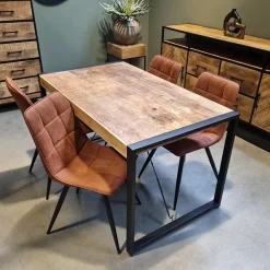 Industriële eettafel mangohout met zwart 160x90 cm></noscript>Straluma Sale