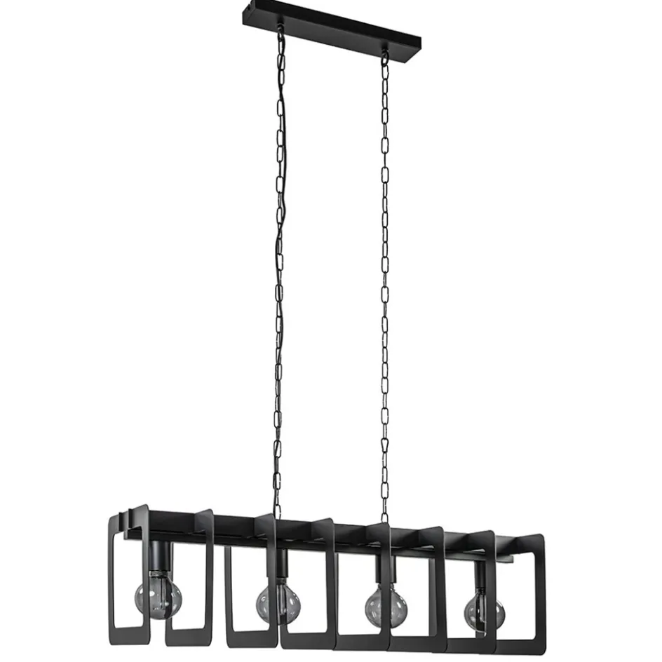 Industriële hanglamp squares mat zwart metaal>Straluma