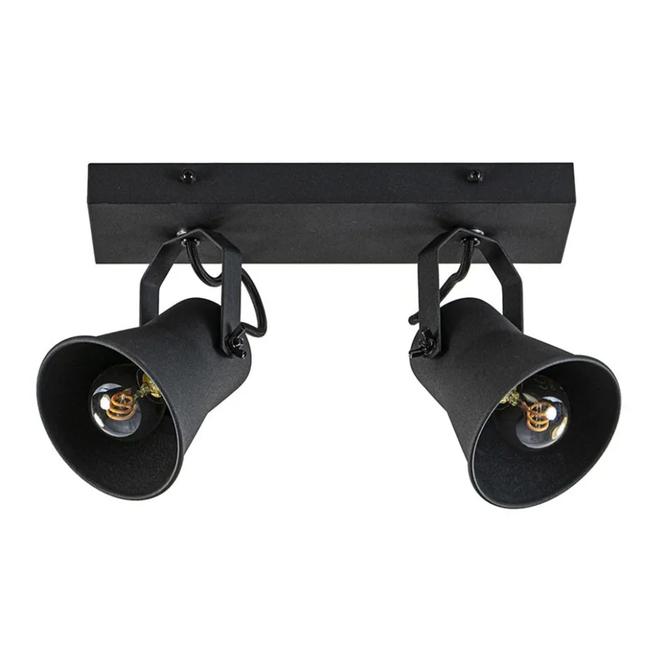 Industriële 2-lichts plafondspot mat zwart>Straluma New