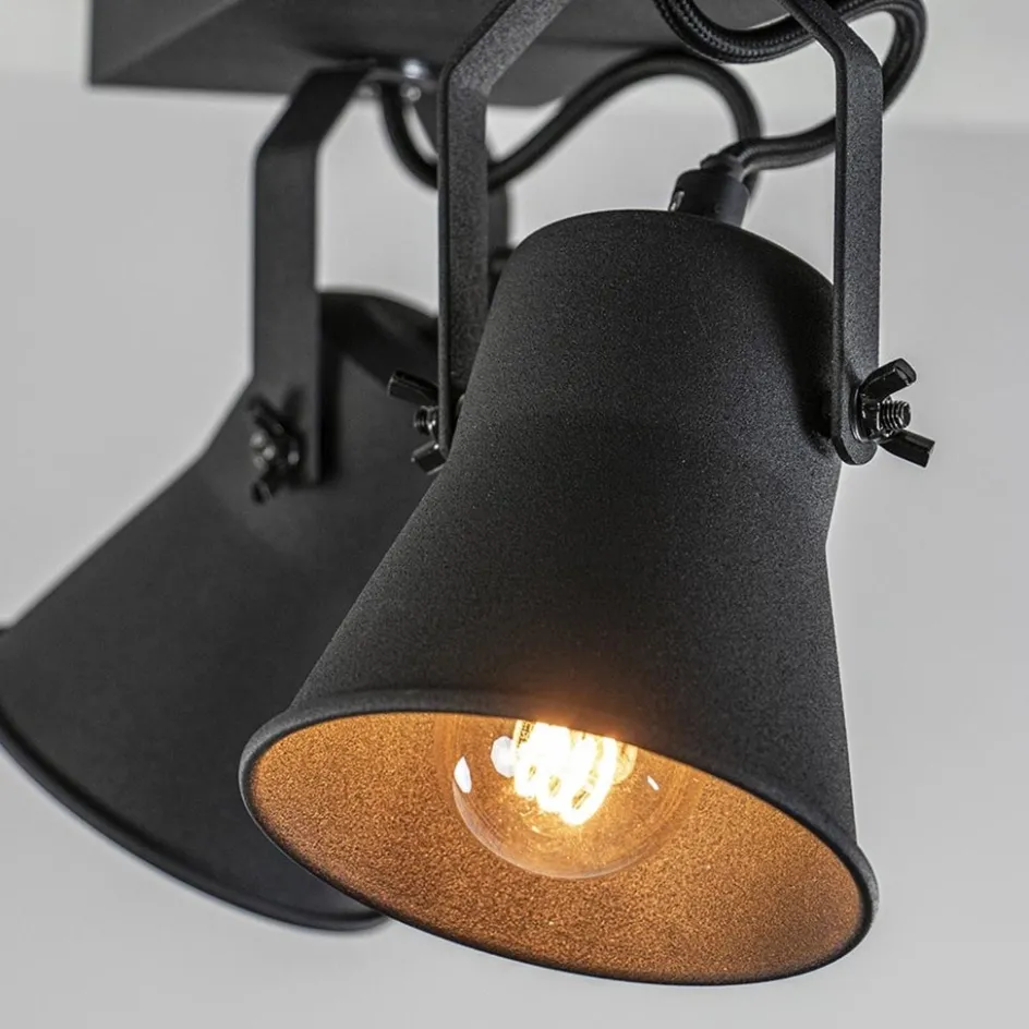 Industriële 2-lichts plafondspot mat zwart>Straluma New