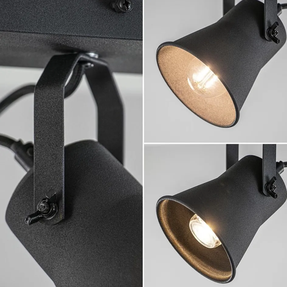 Industriële 2-lichts plafondspot mat zwart>Straluma New