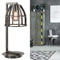 Industriële tafellamp antiek zwart><noscript><img width=