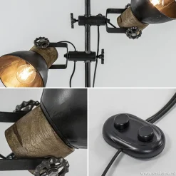 Industriële vloerlamp Jody metaal met hout><noscript><img width=