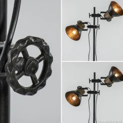 Industriële vloerlamp Jody metaal met hout><noscript><img width=