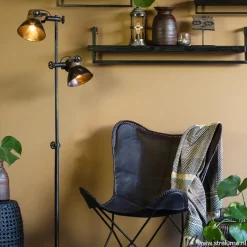 Industriële vloerlamp Jody metaal met hout><noscript><img width=