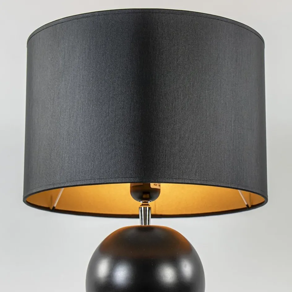 Keramieken tafellamp bollen zwart met kap>Straluma Best