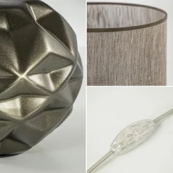 Keramieken tafellamp bruin met bruine kap><noscript><img width=