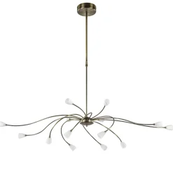 Klassieke eettafelhanglamp brons met wit glas dim to warm>Straluma Clearance