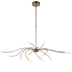 Klassieke eettafelhanglamp brons met wit glas dim to warm>Straluma Clearance