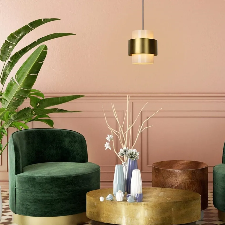 Klassieke hanglamp goud met opaal glazen kap>Straluma Outlet