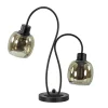 Klassieke 2-lichts tafellamp zwart met smoke glas>Straluma New