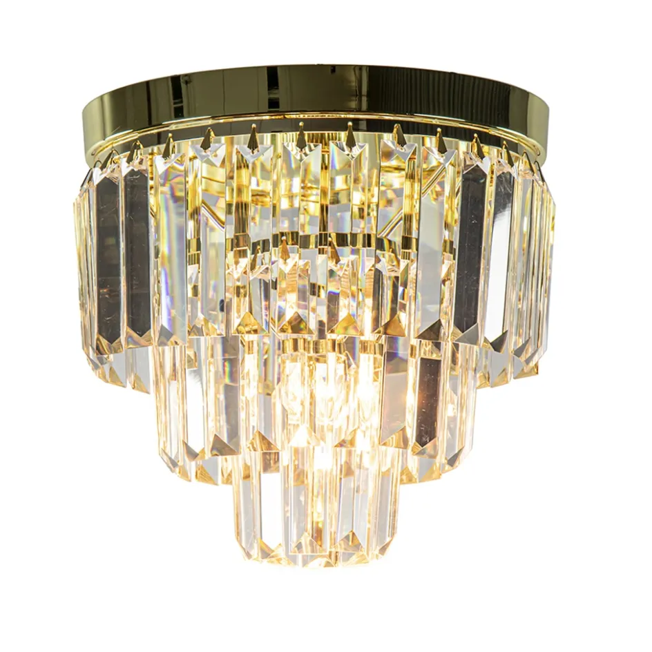 Klassieke plafondlamp goud met helder glas>Straluma Best