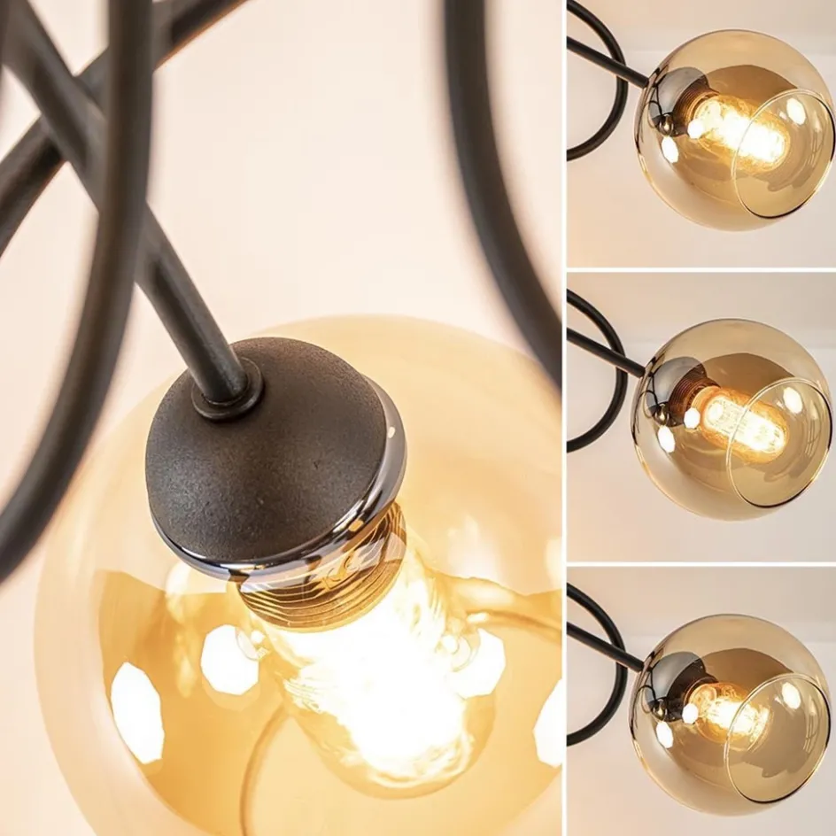 Klassieke plafondlamp 3-lichts met amber glas>Straluma Discount