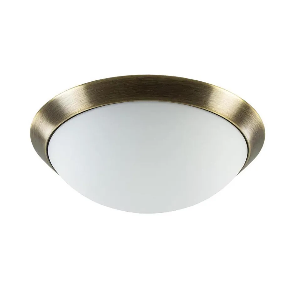 Klassieke plafonnière brons met wit glas 30 cm>Straluma Outlet