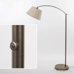 Klassieke vloerlamp brons met creme kap>Straluma Outlet