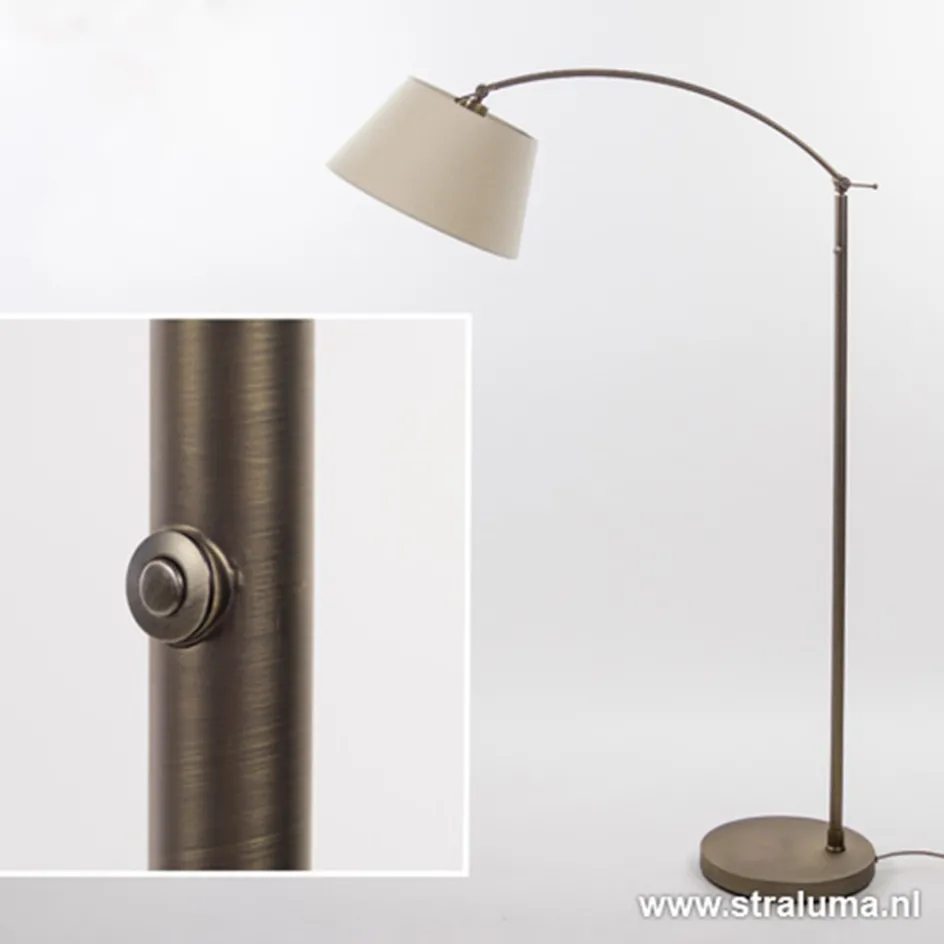 Klassieke vloerlamp brons met creme kap>Straluma Outlet