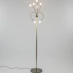 Klassieke vloerlamp brons met wit gevlamd glas en dimbaar LED>Straluma Sale