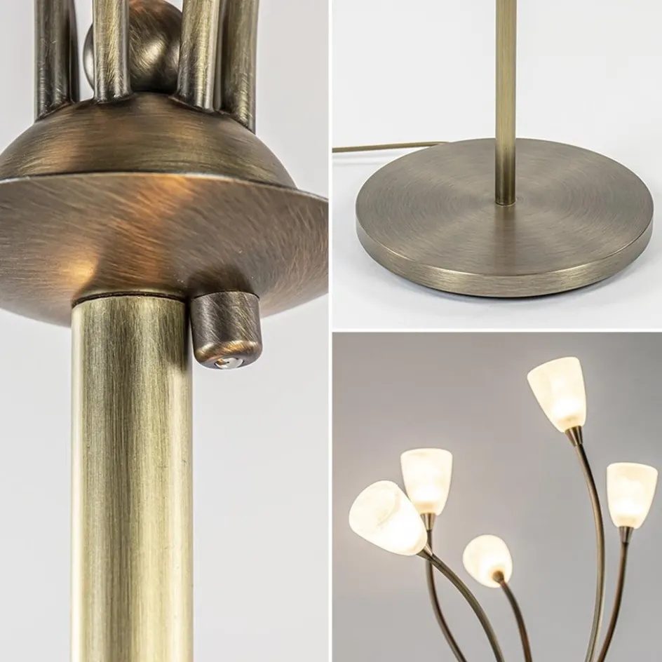 Klassieke vloerlamp brons met wit gevlamd glas en dimbaar LED>Straluma Sale