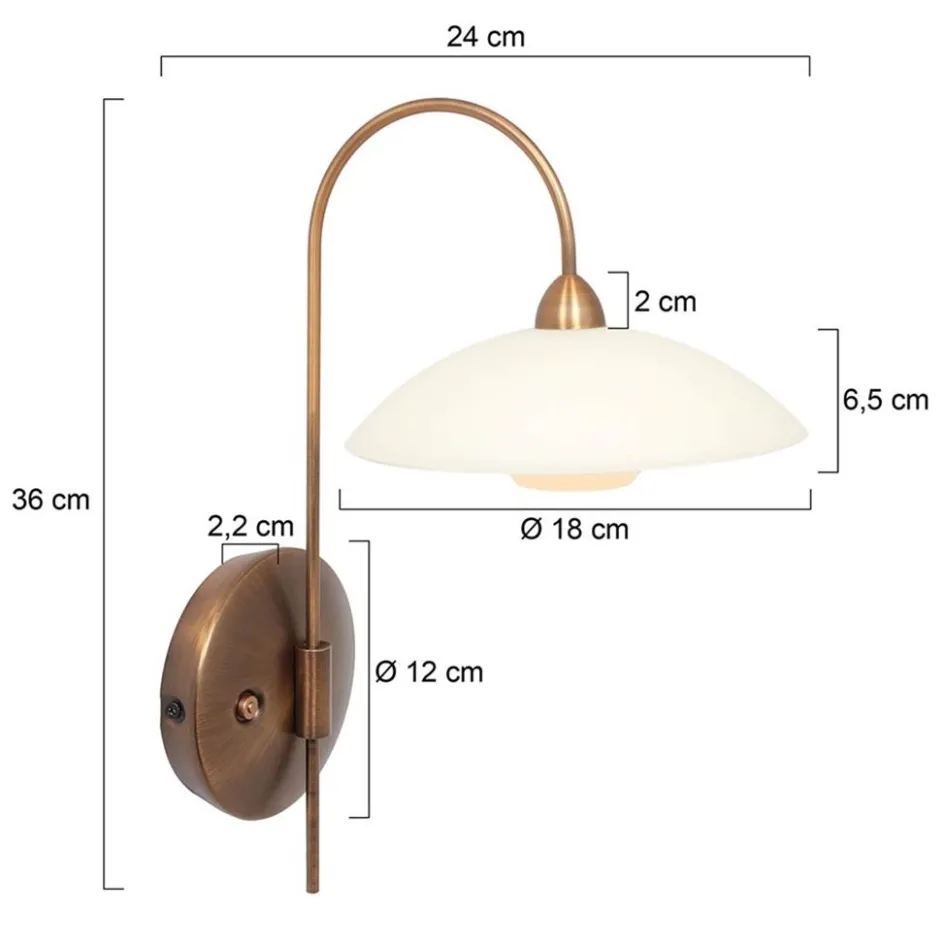 Klassieke wandlamp brons met creme glas incl LED>Straluma Sale